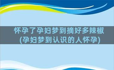 怀孕了孕妇梦到摘好多辣椒(孕妇梦到认识的人怀孕)