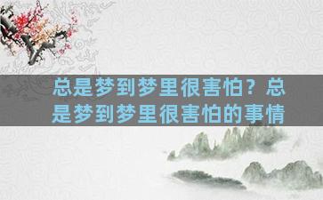 总是梦到梦里很害怕？总是梦到梦里很害怕的事情