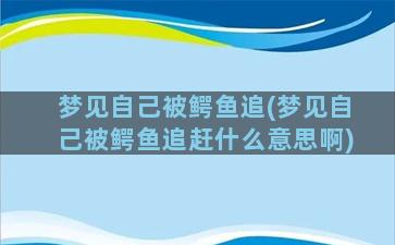 梦见自己被鳄鱼追(梦见自己被鳄鱼追赶什么意思啊)